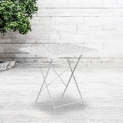 Commercial Grade 28" Square White Indoor-Outdoor Steel Folding Patio Table, CO-1-WH-GG