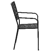 Commercial Grade Black Indoor-Outdoor Steel Patio Arm Chair with Square Back, CO-2-BK-GG