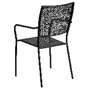 Commercial Grade Black Indoor-Outdoor Steel Patio Arm Chair with Square Back, CO-2-BK-GG