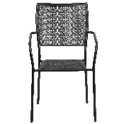 Commercial Grade Black Indoor-Outdoor Steel Patio Arm Chair with Square Back, CO-2-BK-GG