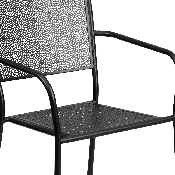 Commercial Grade Black Indoor-Outdoor Steel Patio Arm Chair with Square Back, CO-2-BK-GG