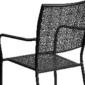 Commercial Grade Black Indoor-Outdoor Steel Patio Arm Chair with Square Back, CO-2-BK-GG