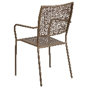 Commercial Grade Gold Indoor-Outdoor Steel Patio Arm Chair with Square Back, CO-2-GD-GG