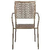 Commercial Grade Gold Indoor-Outdoor Steel Patio Arm Chair with Square Back, CO-2-GD-GG