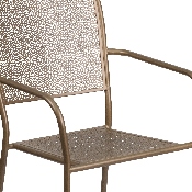 Commercial Grade Gold Indoor-Outdoor Steel Patio Arm Chair with Square Back, CO-2-GD-GG