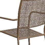 Commercial Grade Gold Indoor-Outdoor Steel Patio Arm Chair with Square Back, CO-2-GD-GG