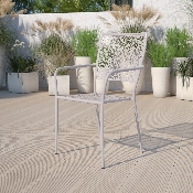 Commercial Grade Light Gray Indoor-Outdoor Steel Patio Arm Chair with Square Back, CO-2-SIL-GG