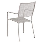 Commercial Grade Light Gray Indoor-Outdoor Steel Patio Arm Chair with Square Back, CO-2-SIL-GG