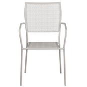Commercial Grade Light Gray Indoor-Outdoor Steel Patio Arm Chair with Square Back, CO-2-SIL-GG