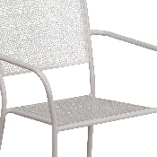 Commercial Grade Light Gray Indoor-Outdoor Steel Patio Arm Chair with Square Back, CO-2-SIL-GG