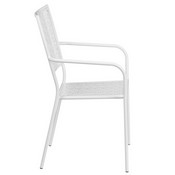 Commercial Grade White Indoor-Outdoor Steel Patio Arm Chair with Square Back, CO-2-WH-GG