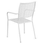 Commercial Grade White Indoor-Outdoor Steel Patio Arm Chair with Square Back, CO-2-WH-GG
