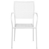Commercial Grade White Indoor-Outdoor Steel Patio Arm Chair with Square Back, CO-2-WH-GG