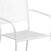 Commercial Grade White Indoor-Outdoor Steel Patio Arm Chair with Square Back, CO-2-WH-GG