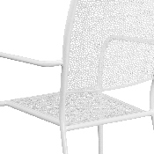 Commercial Grade White Indoor-Outdoor Steel Patio Arm Chair with Square Back, CO-2-WH-GG