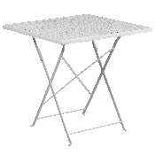 Commercial Grade 28" Square White Indoor-Outdoor Steel Folding Patio Table Set with 2 Round Back Chairs, CO-28SQF-03CHR2-WH-GG
