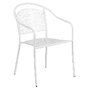 Commercial Grade 28" Square White Indoor-Outdoor Steel Folding Patio Table Set with 2 Round Back Chairs, CO-28SQF-03CHR2-WH-GG