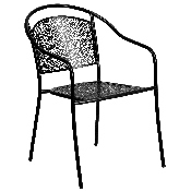 Commercial Grade Black Indoor-Outdoor Steel Patio Arm Chair with Round Back, CO-3-BK-GG