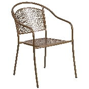 Commercial Grade Gold Indoor-Outdoor Steel Patio Arm Chair with Round Back, CO-3-GD-GG