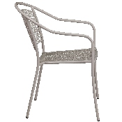 Commercial Grade Light Gray Indoor-Outdoor Steel Patio Arm Chair with Round Back, CO-3-SIL-GG