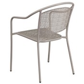 Commercial Grade Light Gray Indoor-Outdoor Steel Patio Arm Chair with Round Back, CO-3-SIL-GG