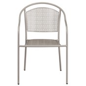 Commercial Grade Light Gray Indoor-Outdoor Steel Patio Arm Chair with Round Back, CO-3-SIL-GG