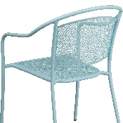 Commercial Grade Sky Blue Indoor-Outdoor Steel Patio Arm Chair with Round Back, CO-3-SKY-GG