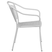 Commercial Grade White Indoor-Outdoor Steel Patio Arm Chair with Round Back, CO-3-WH-GG