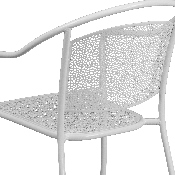Commercial Grade White Indoor-Outdoor Steel Patio Arm Chair with Round Back, CO-3-WH-GG