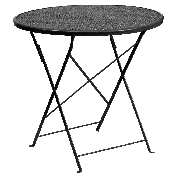 Commercial Grade 30" Round Black Indoor-Outdoor Steel Folding Patio Table Set with 4 Round Back Chairs, CO-30RDF-03CHR4-BK-GG