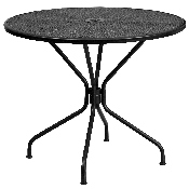 Commercial Grade 35.25" Round Black Indoor-Outdoor Steel Patio Table Set with 4 Square Back Chairs, CO-35RD-02CHR4-BK-GG