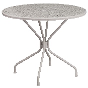 Commercial Grade 35.25" Round Light Gray Indoor-Outdoor Steel Patio Table Set with 4 Round Back Chairs, CO-35RD-03CHR4-SIL-GG