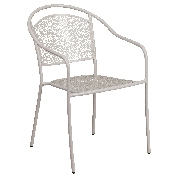 Commercial Grade 35.25" Round Light Gray Indoor-Outdoor Steel Patio Table Set with 4 Round Back Chairs, CO-35RD-03CHR4-SIL-GG