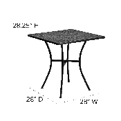 Commercial Grade 28" Square Black Indoor-Outdoor Steel Patio Table, CO-5-BK-GG