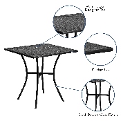 Commercial Grade 28" Square Black Indoor-Outdoor Steel Patio Table, CO-5-BK-GG