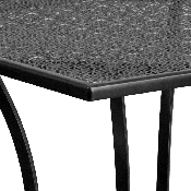 Commercial Grade 28" Square Black Indoor-Outdoor Steel Patio Table, CO-5-BK-GG