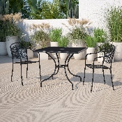 Commercial Grade 35.5" Square Black Indoor-Outdoor Steel Patio Table, CO-6-BK-GG