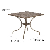 Commercial Grade 35.5" Square Gold Indoor-Outdoor Steel Patio Table, CO-6-GD-GG