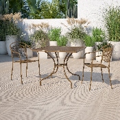 Commercial Grade 35.5" Square Gold Indoor-Outdoor Steel Patio Table, CO-6-GD-GG