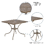 Commercial Grade 35.5" Square Gold Indoor-Outdoor Steel Patio Table, CO-6-GD-GG
