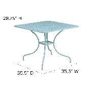 Commercial Grade 35.5" Square Sky Blue Indoor-Outdoor Steel Patio Table, CO-6-SKY-GG