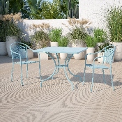 Commercial Grade 35.5" Square Sky Blue Indoor-Outdoor Steel Patio Table, CO-6-SKY-GG