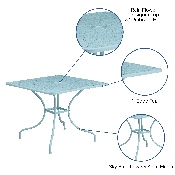 Commercial Grade 35.5" Square Sky Blue Indoor-Outdoor Steel Patio Table, CO-6-SKY-GG