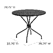 Commercial Grade 35.25" Round Black Indoor-Outdoor Steel Patio Table, CO-7-BK-GG