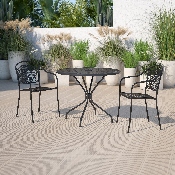 Commercial Grade 35.25" Round Black Indoor-Outdoor Steel Patio Table, CO-7-BK-GG