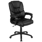 Flash Fundamentals Big & Tall 400 lb. Rated Black LeatherSoft Swivel Office Chair with Padded Arms, BIFMA Certified, CX-1179H-BK-GG