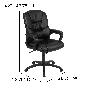 Flash Fundamentals Big & Tall 400 lb. Rated Black LeatherSoft Swivel Office Chair with Padded Arms, BIFMA Certified, CX-1179H-BK-GG