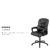 Flash Fundamentals Big & Tall 400 lb. Rated Black LeatherSoft Swivel Office Chair with Padded Arms, BIFMA Certified, CX-1179H-BK-GG