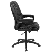 Flash Fundamentals Big & Tall 400 lb. Rated Black LeatherSoft Swivel Office Chair with Padded Arms, BIFMA Certified, CX-1179H-BK-GG