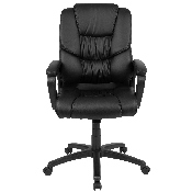 Flash Fundamentals Big & Tall 400 lb. Rated Black LeatherSoft Swivel Office Chair with Padded Arms, BIFMA Certified, CX-1179H-BK-GG